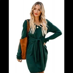 NWOT Beautiful hunter green sweater dress